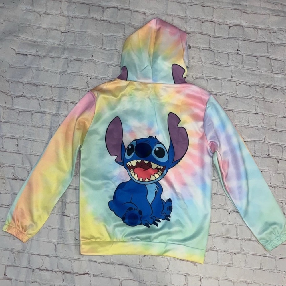 Womens Teen Girls Size XXL STITCH Character Hoodie Colorful Lilo Sweatshirt - Picture 2 of 11